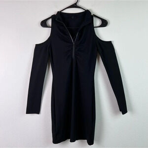 h:ours Revolve Black Cocktail Dress (S), Cut out Shoulders, Mini Length, Chic